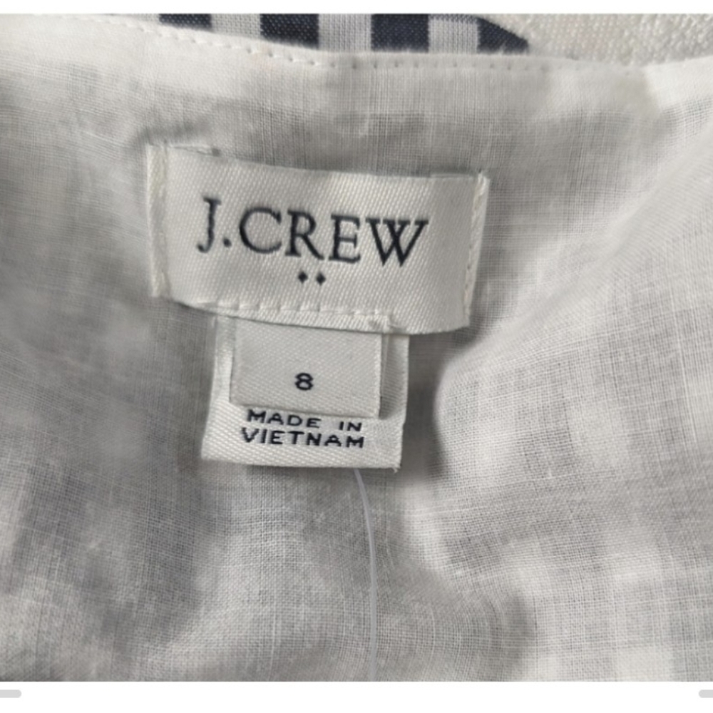 J. Crew Navy and White Gingham Midi Dress - Picture 2 of 14